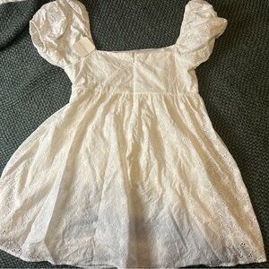 White Eyelet Puff Sleeve Dress boutique nwt Large L altar’d State